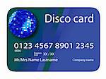 credit card disco blue, vector art illustration; more credit cards in my gallery