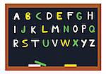 vector illustration of blackboard with alphabet letters on it