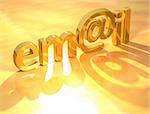 3D Gold email text on yellow background