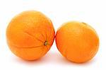 two fresh oranges isolated on white background