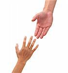 helping hands isolated on the white background