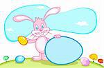 illustration of bunny holding easter egg for putting message