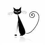 Funny black cat for your design