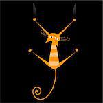 Funny orange striped cat for your design