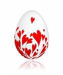 Easter egg with red hearts for your design