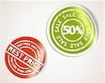 Set of labels badges and stickers for sale and hot price - green and red