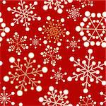 Red and golden christmas seamless pattern / texture with snowflakes