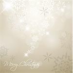 Golden Vector Christmas background with white snowflakes and place for your text