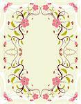 Decorative Floral frame with butterfly, vector illustration