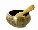 Tibetan singing bowl isolated on a white background