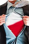 Business man showing Poland flag shirt