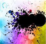 Abstract Rainbow Background with Black liquid drops