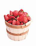 fresh sweet strawberries in basket isolated on white background