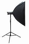 Studio strobe with softbox isolated on the white