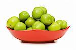 Green plums isolated on the white background