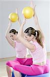 mirror pilates gym woman stability ball sport gym fitness girl