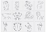 Vector drawn zodiac signs collection.