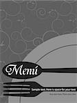 Vector menu pattern with spoon and fork on grey background