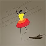 Vector picture with silhouette of dancing girl