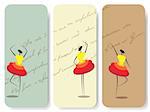 Vector set of backgrounds with silhouette of dancing girls