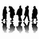 old people black silhouettes, abstract art illustration