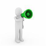 3d human megaphone white green loud voice talk