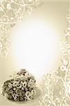 beige wedding background with roses bouqete