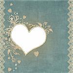 vintage paper hearts frame with pearls and lace