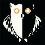 retro owl in the night, abstract art illustration