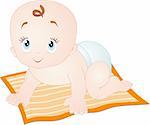 Baby crawling, isolated on white. Vector Illustration.