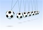 Balancing soccer ball, vector background