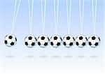 Balancing soccer ball, abstract vector background