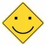 Smiley yellow road sign