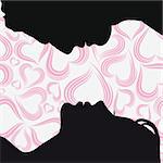 Man and woman face silhouette with heart. Vector illustration.