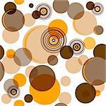 Abstract seamless pattern with chaotic brown balls and rings (vector eps 10)