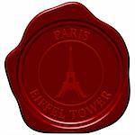 Eiffel tower. Sealing wax stamp for design use.