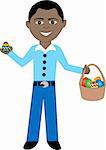 Vector of boy with Easter Eggs and Basket.