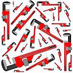 pipe wrench pattern, vector art illustration