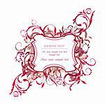 Illustration the floral red decor element for design and border - vector