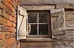 Close up of a window on a historic pioneer cabin