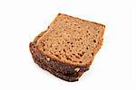 An image of slices of dark bread on white background