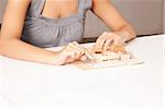 A detail of a interior designer working on a model house