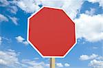 High quality 3d image of a blank stop sign with clipping path