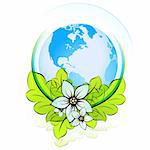 Green ECO icon with Earth for your design