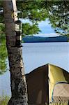 Tent Camping on Shore of a Wilderness Lake