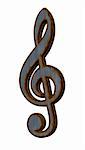 rusty clef on white background - 3d illustration