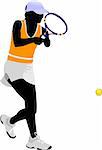 Tennis player. Colored Vector illustration for designers;