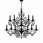 Baroque decorative chandelier silhouette isolated on white, full scalable vector graphic included Eps v8 and 300 dpi JPG.