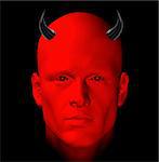 Red devil on black background. Digital 3d illustration.