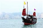 junk boat in Hong kong at day